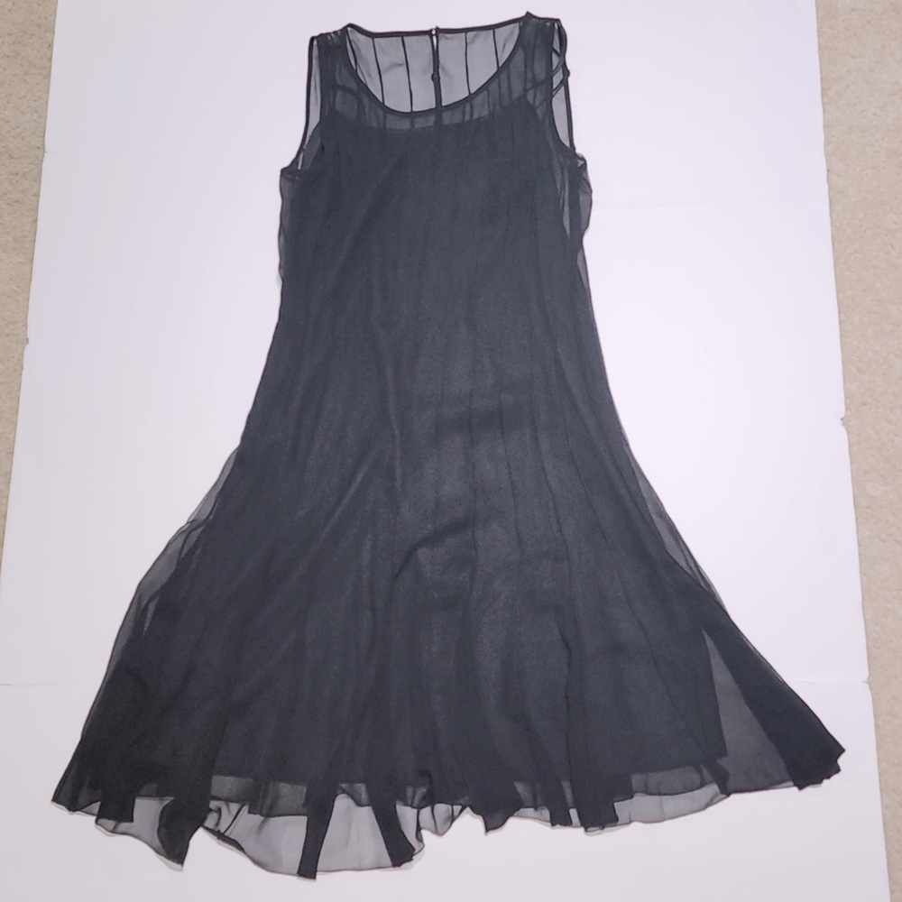 Calvin Klein Sleeveless Pleated Fit & Flare Black Dress Size 4